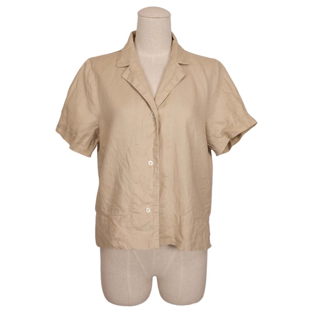 Quince 100% European Linen Short Sleeve Shirt Drifwood Sz Extra Small
